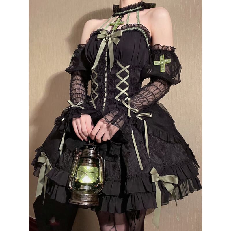 【Full Payment Reservation】Soft Gothic Cross Barbie Doll Halter Lolita Dress EG17397 - Egirldoll