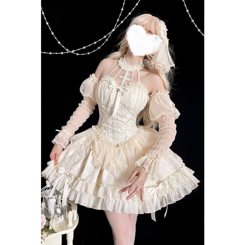 【Full Payment Reservation】Soft Gothic Cross Barbie Doll Halter Lolita Dress EG17397 - Egirldoll