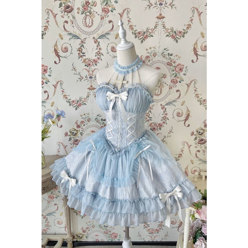 【Full Payment Reservation】Soft Gothic Cross Barbie Doll Halter Lolita Dress EG17397 - Egirldoll