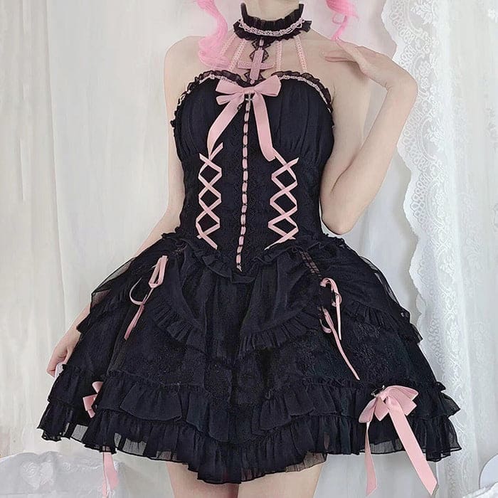 【Full Payment Reservation】Soft Gothic Cross Barbie Doll Halter Lolita Dress EG17397 - Egirldoll