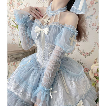 【Full Payment Reservation】Soft Gothic Cross Barbie Doll Halter Lolita Dress EG17397 - Egirldoll