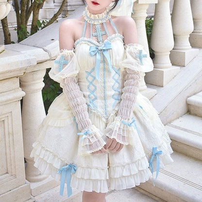 【Full Payment Reservation】Soft Gothic Cross Barbie Doll Halter Lolita Dress EG17397 - Egirldoll