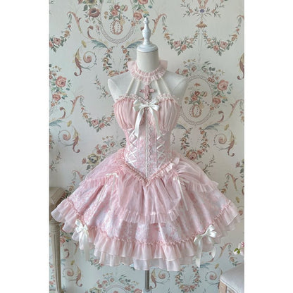 【Full Payment Reservation】Soft Gothic Cross Barbie Doll Halter Lolita Dress EG17397 - Egirldoll