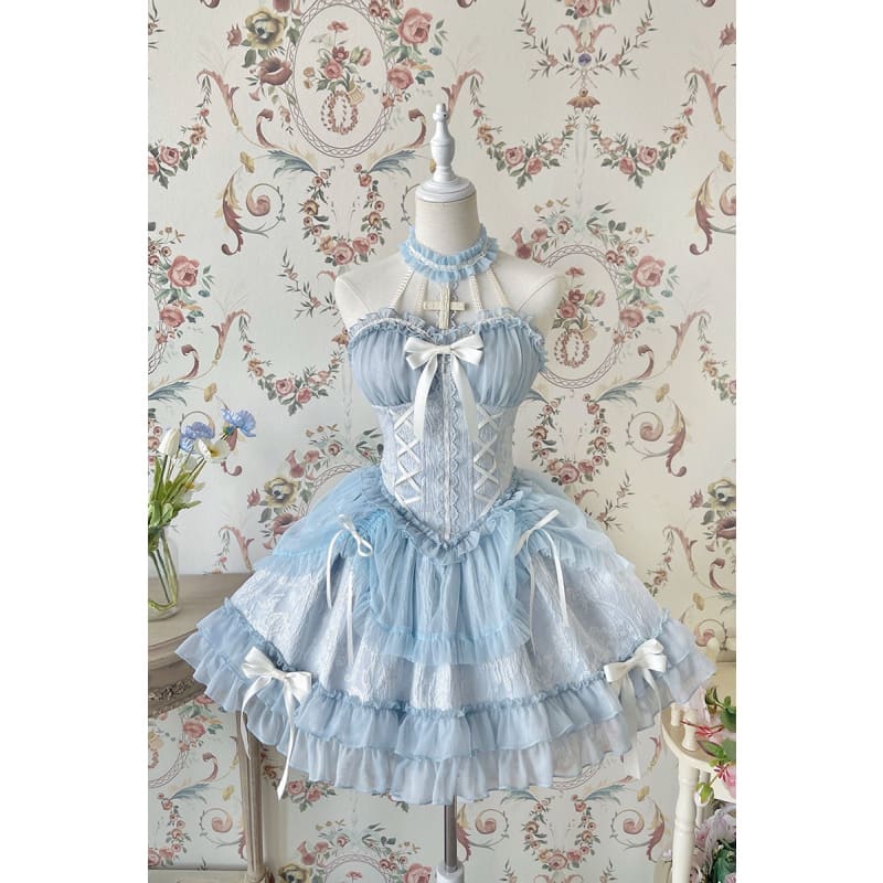 【Full Payment Reservation】Soft Gothic Cross Barbie Doll Halter Lolita Dress EG17397 - Egirldoll