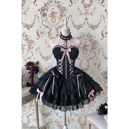 【Full Payment Reservation】Soft Gothic Cross Barbie Doll Halter Lolita Dress EG17397 - Egirldoll