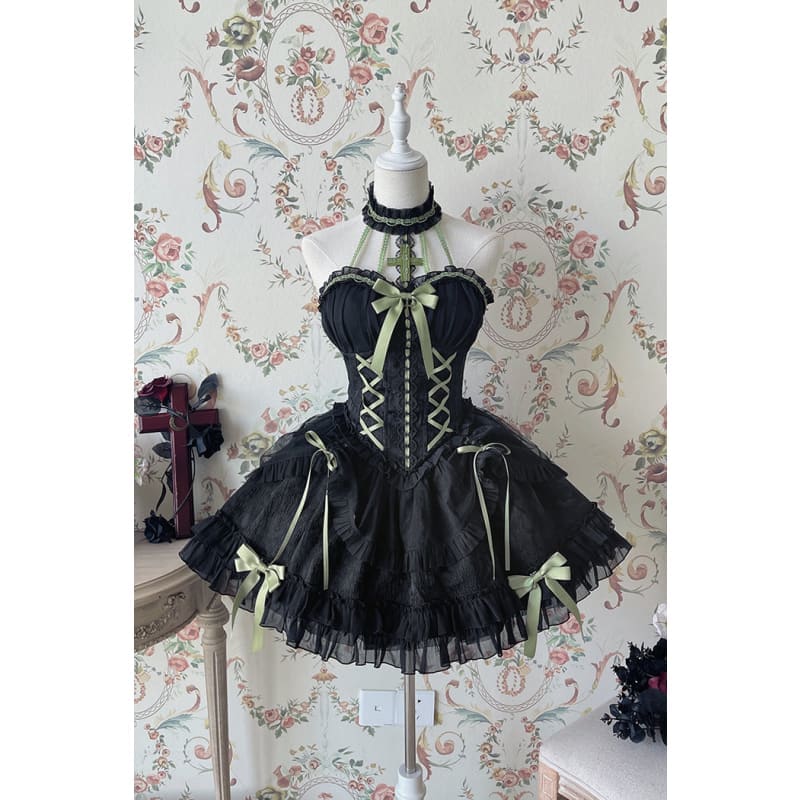 【Full Payment Reservation】Soft Gothic Cross Barbie Doll Halter Lolita Dress EG17397 - Egirldoll