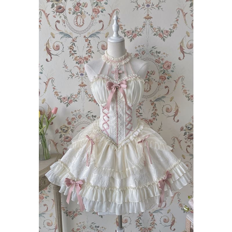 【Full Payment Reservation】Soft Gothic Cross Barbie Doll Halter Lolita Dress EG17397 - Egirldoll