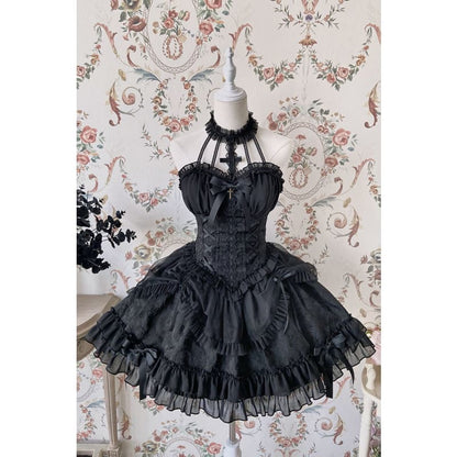 【Full Payment Reservation】Soft Gothic Cross Barbie Doll Halter Lolita Dress EG17397 - Egirldoll