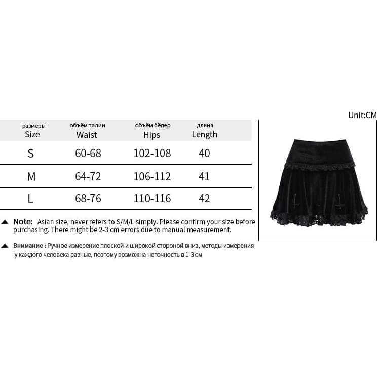 Goth Cross Black Vintage Lace Skirt - Egirldoll