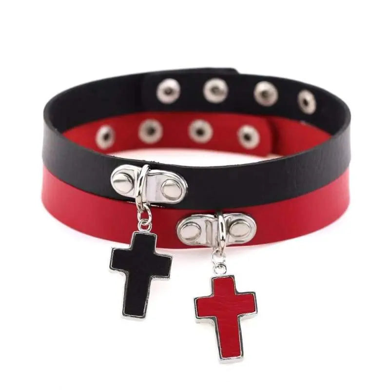 Goth Punk Cross Pendant Choker Necklace EG450 - Egirldoll