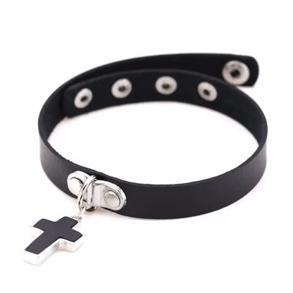 Goth Punk Cross Pendant Choker Necklace EG450 - Egirldoll