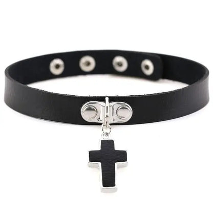 Goth Punk Cross Pendant Choker Necklace EG450 - Egirldoll