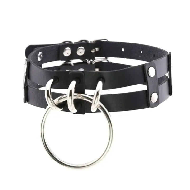 Gothic 2-Layer Faux Leather O-Ring Choker Necklace (Available in 17 colors) EG0017 - Egirldoll