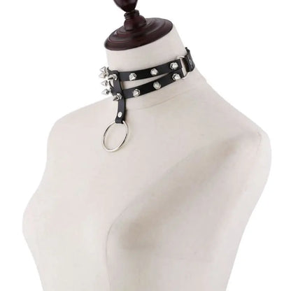 Gothic 2-Layer O-Ring Spikes Choker Necklace EG0018 - Egirldoll