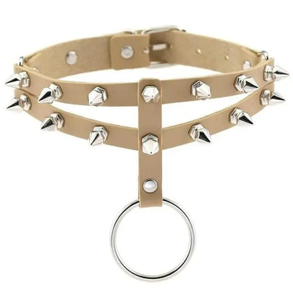 Gothic 2-Layer O-Ring Spikes Choker Necklace EG0018 - Egirldoll