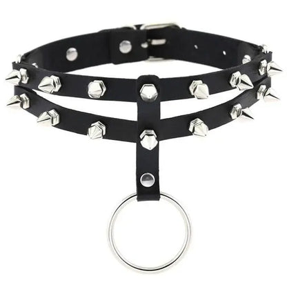 Gothic 2-Layer O-Ring Spikes Choker Necklace EG0018 - Egirldoll