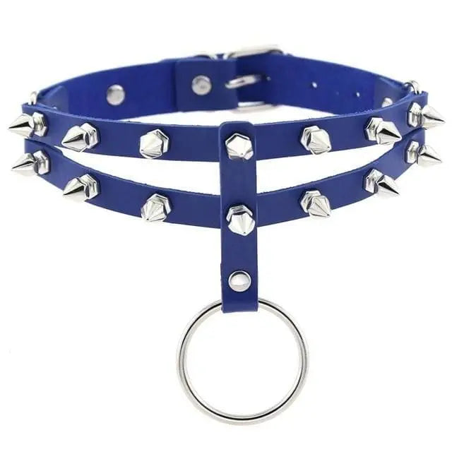 Gothic 2-Layer O-Ring Spikes Choker Necklace EG0018 - Egirldoll