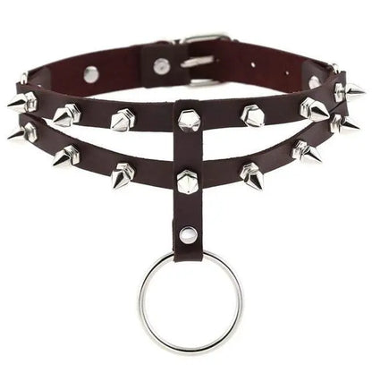 Gothic 2-Layer O-Ring Spikes Choker Necklace EG0018 - Egirldoll