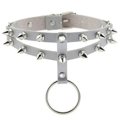 Gothic 2-Layer O-Ring Spikes Choker Necklace EG0018 - Egirldoll