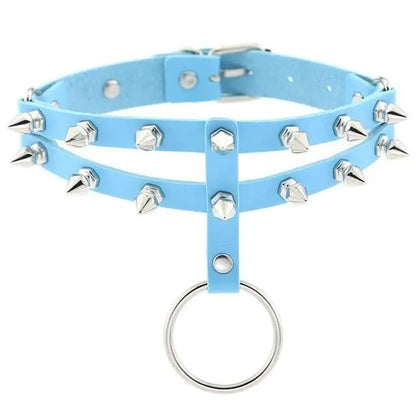 Gothic 2-Layer O-Ring Spikes Choker Necklace EG0018 - Egirldoll