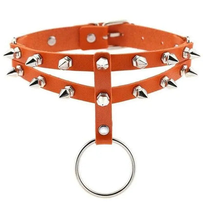 Gothic 2-Layer O-Ring Spikes Choker Necklace EG0018 - Egirldoll