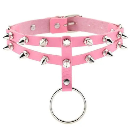 Gothic 2-Layer O-Ring Spikes Choker Necklace EG0018 - Egirldoll