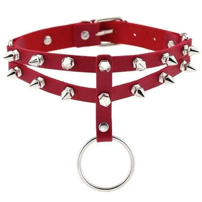 Gothic 2-Layer O-Ring Spikes Choker Necklace EG0018 - Egirldoll