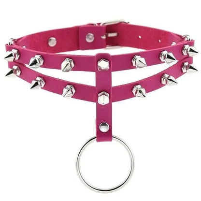 Gothic 2-Layer O-Ring Spikes Choker Necklace EG0018 - Egirldoll