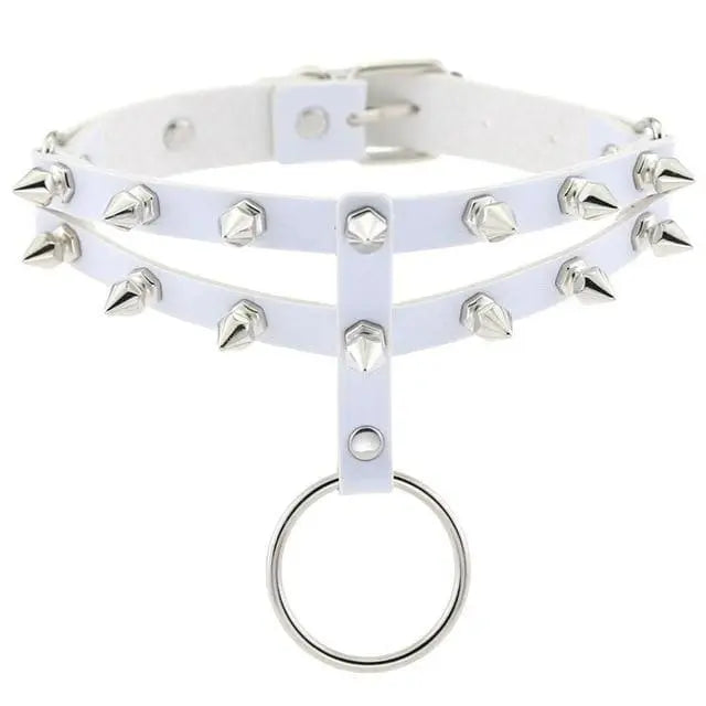 Gothic 2-Layer O-Ring Spikes Choker Necklace EG0018 - Egirldoll