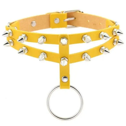 Gothic 2-Layer O-Ring Spikes Choker Necklace EG0018 - Egirldoll