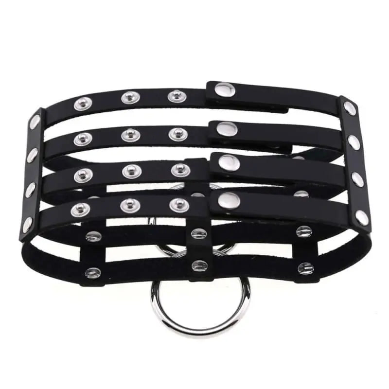 Gothic 4-Layer Faux Leather Double O-Ring Choker Necklace (Available in 15 colors) EG0020 - Egirldoll