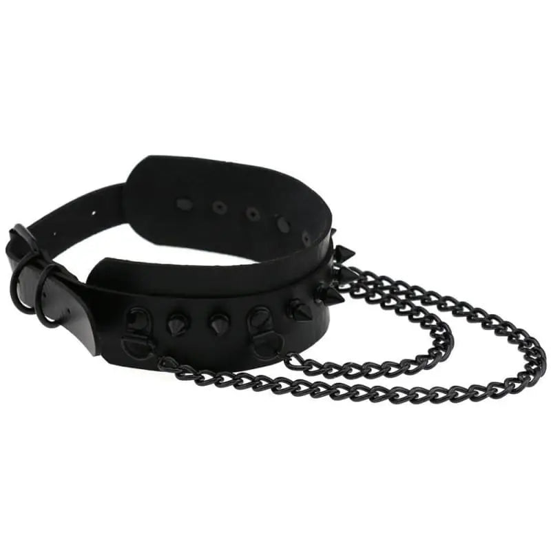 Gothic All Black Double Chain Spikes Large Choker Necklace (Available in 16 colors) EG0025 - Egirldoll