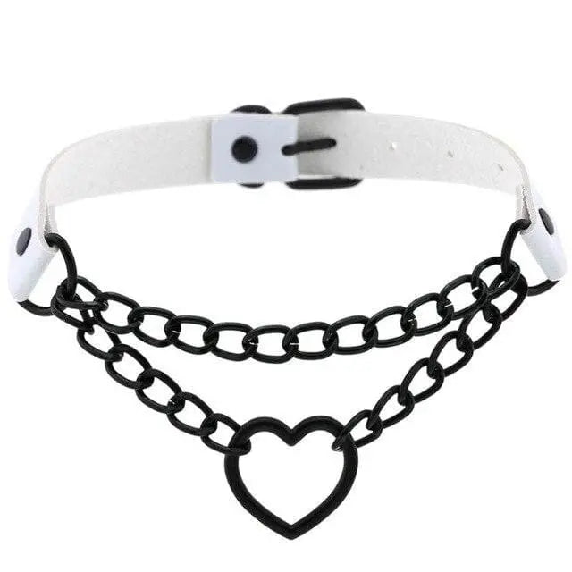 Gothic All Black Heart Chain Choker Necklace (Available in 16 colors) EG454 - Egirldoll
