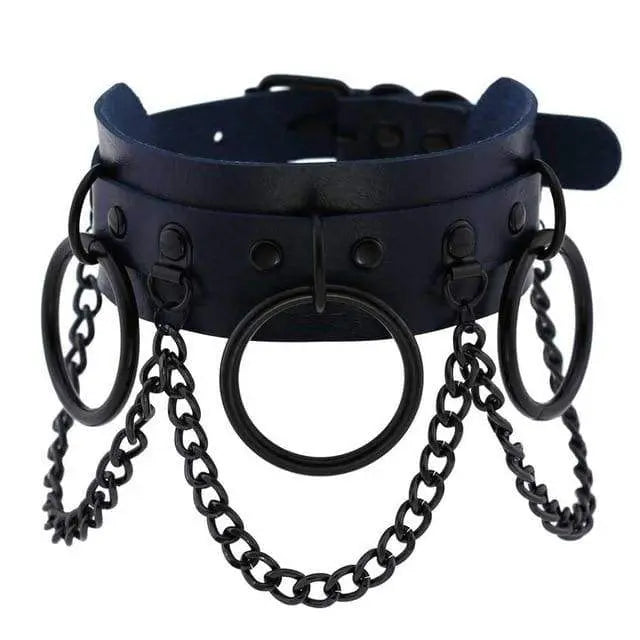 Gothic All Black Triple O-Ring Chains Large Choker Necklace (Available in 16 colors) EG475 - Egirldoll