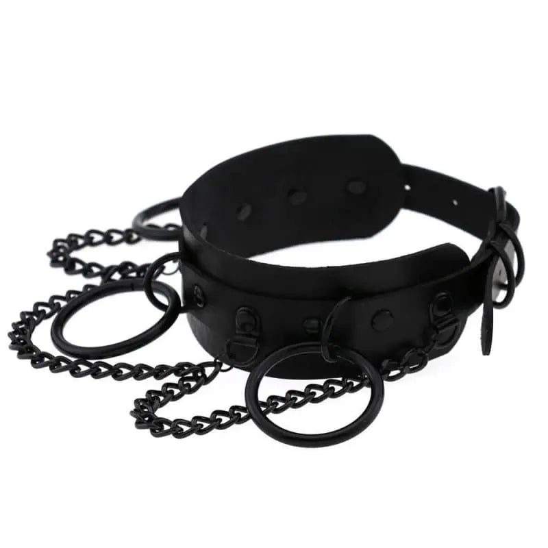 Gothic All Black Triple O-Ring Chains Large Choker Necklace (Available in 16 colors) EG475 - Egirldoll