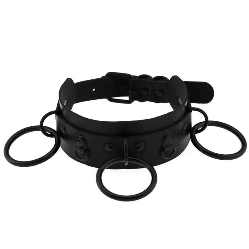Gothic All Black Triple O-Ring Large Choker Necklace (Available in 16 colors) EG0032 - Egirldoll