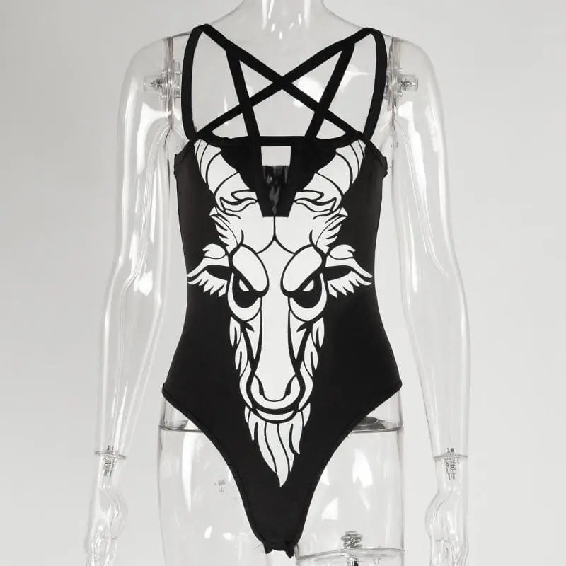 Gothic Baphomet Pentagram Bodysuit EG0045 - Egirldoll