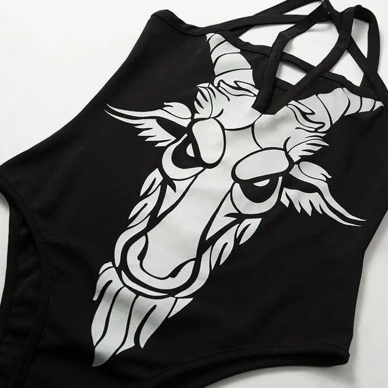 Gothic Baphomet Pentagram Bodysuit EG0045 - Egirldoll