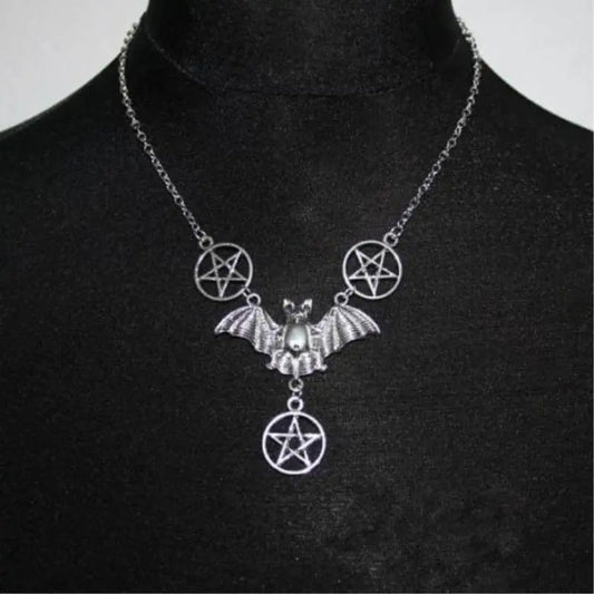 Gothic Bat Pentagram Necklace EG538 - Egirldoll