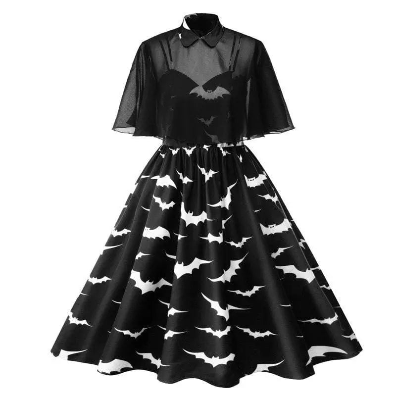 Gothic Bats Vintage Cape Plus Size Dress EG0048 - Egirldoll