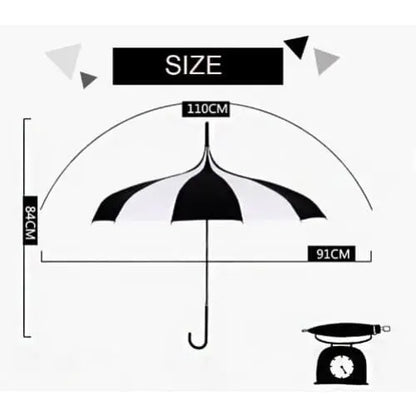 Gothic Black And White Pagoda Windproof Umbrella EG0051 - Egirldoll