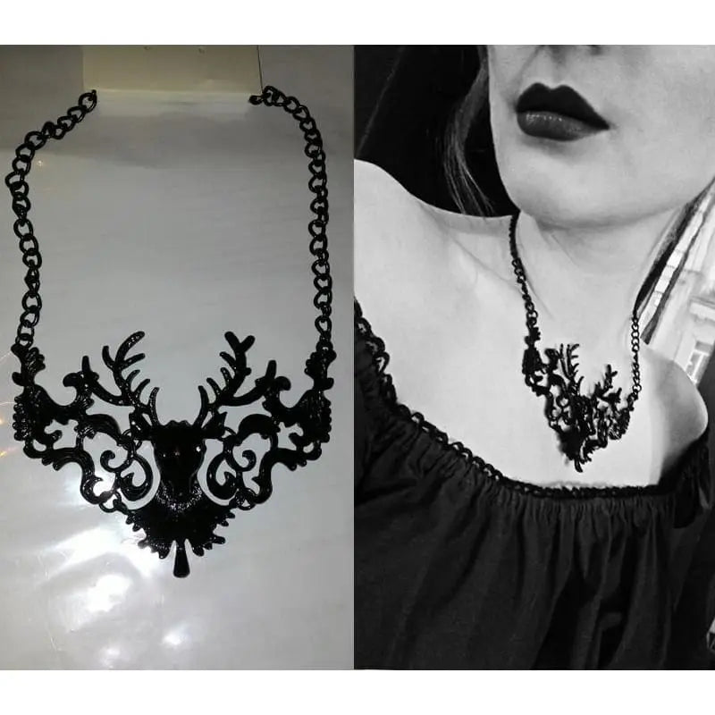 Gothic Black Deer Halloween Collar Necklace EG0054 - Egirldoll