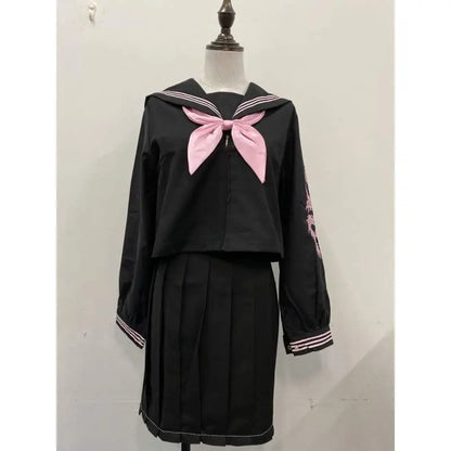 Gothic Black Embroidered JK School Uniform Suit EG15146 - Egirldoll