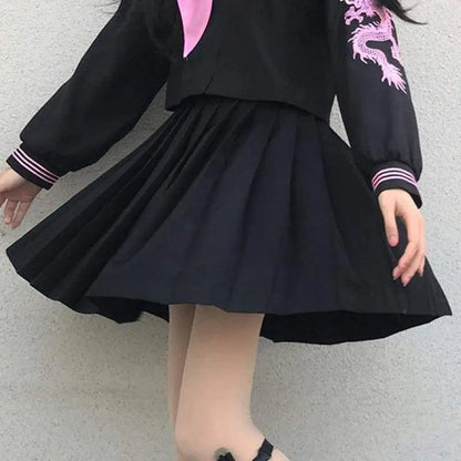 Gothic Black Embroidered JK School Uniform Suit EG15146 - Egirldoll