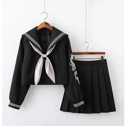 Gothic Black Embroidered JK School Uniform Suit EG15146 - Egirldoll