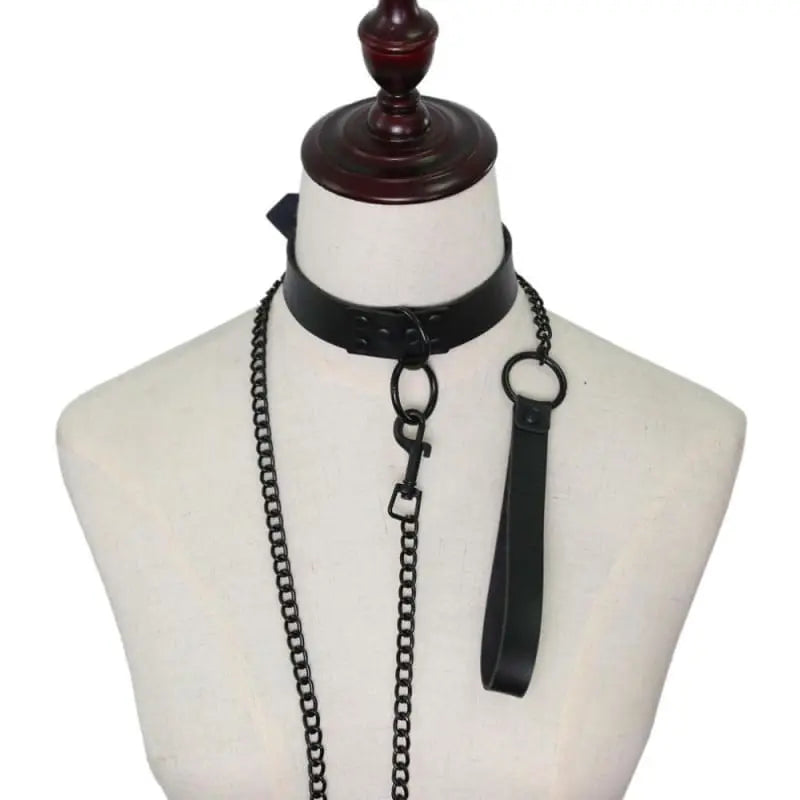 Gothic Black O-Ring Choker Necklace with Chain (Available in 16 Colors) EG140 - Egirldoll