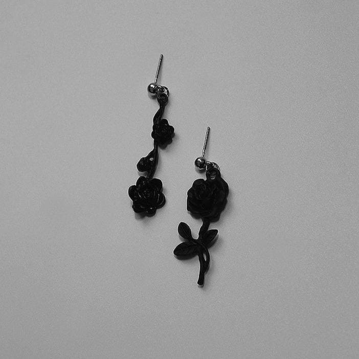 Gothic Black Rose Earrings EG16265 - Egirldoll