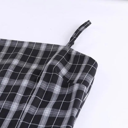 Gothic Black White Plaid Mini Dress EG0063 - Egirldoll