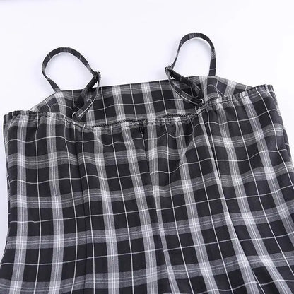 Gothic Black White Plaid Mini Dress EG0063 - Egirldoll