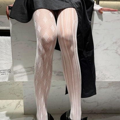 Gothic Black/White Hollow Out Fishnet Stocking BE473 - Egirldoll